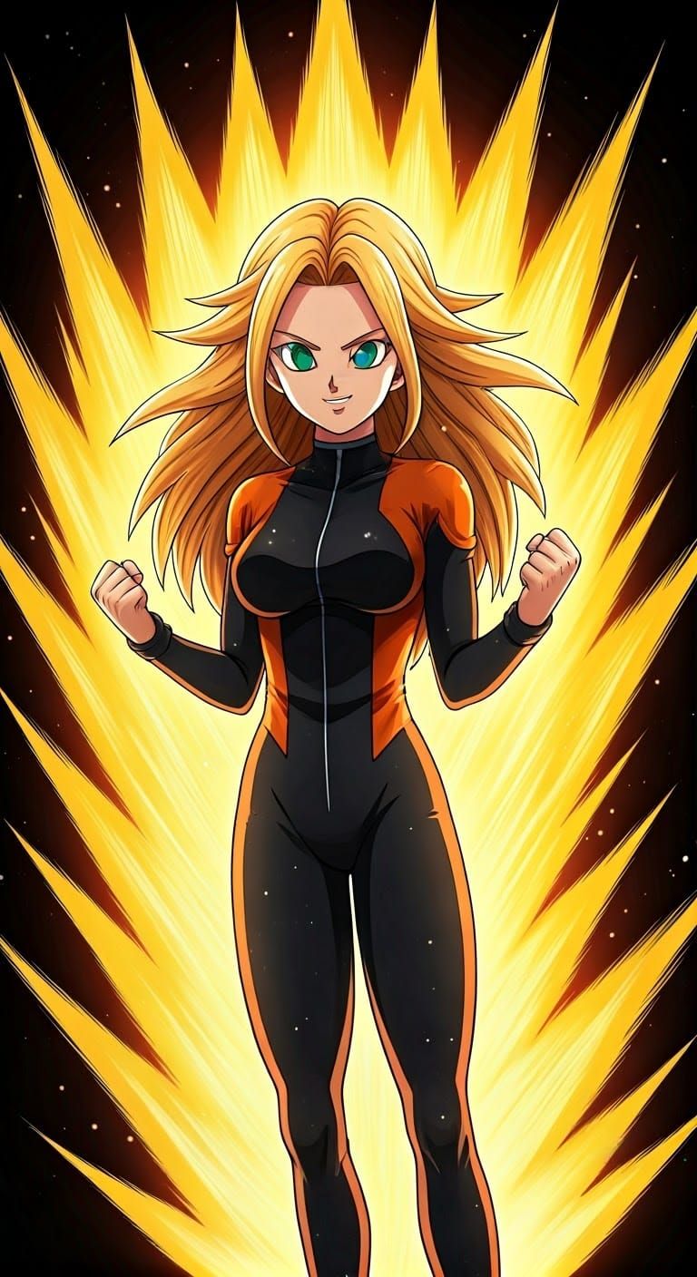 Golden Warrior Ascends in Epic Shonen Manga Style