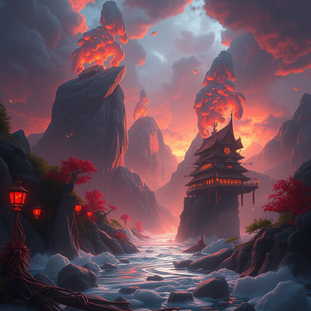 Fantastical World in Silent Hush: Detailed Matte Painting