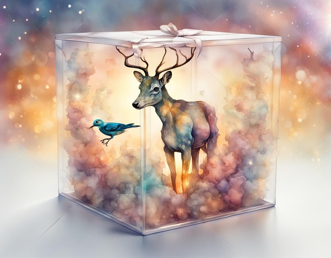 Dreamlike Animal Gift Box in Surrealist Style