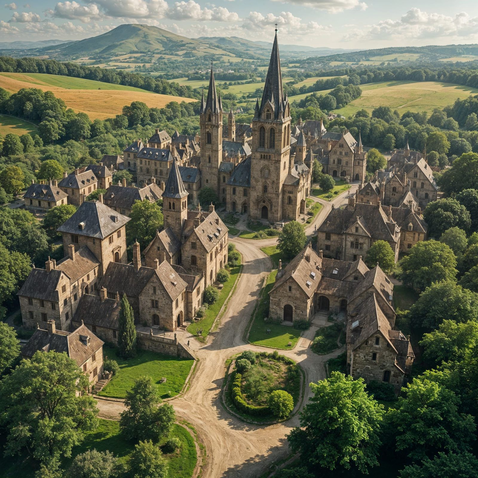 Medieval City Bird's Eye View in Historic Fantasy