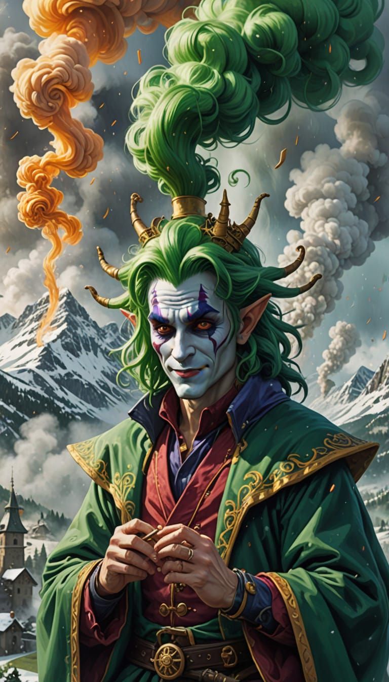 Winter Jester Chases Fortune in Whirlwind of Smoke and Snow