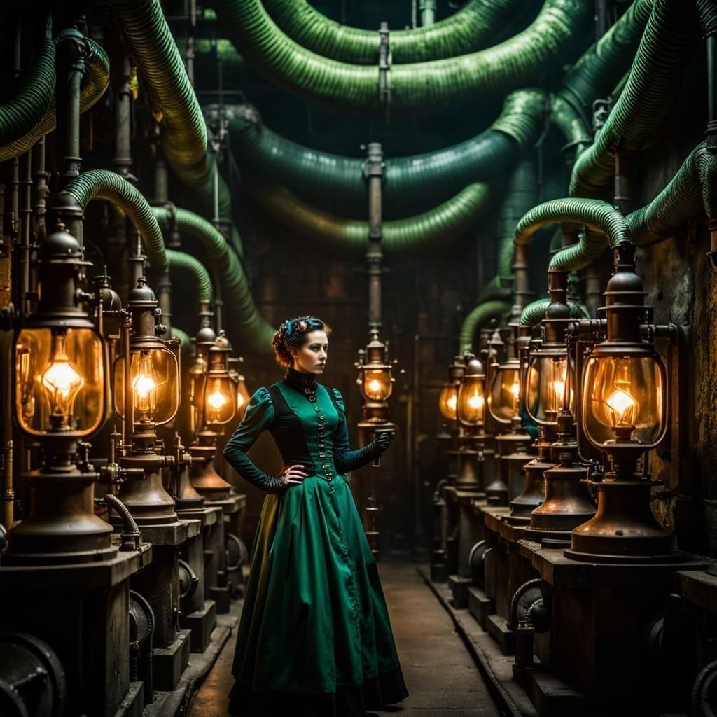 Steampunk Scientist in Haunted Underground Laboratory