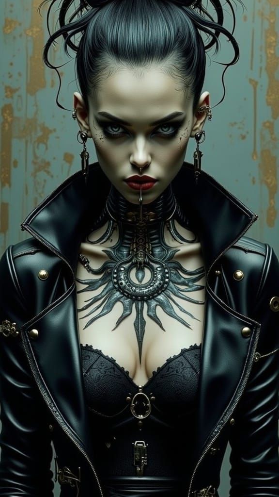 Dark Cyberpunk Goddess Emanates Foreboding Mystery in 8K HDR