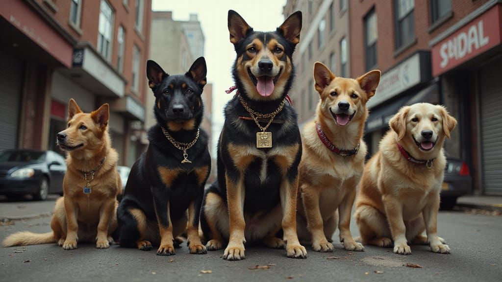 Street Gang Dogs in Urban Setting