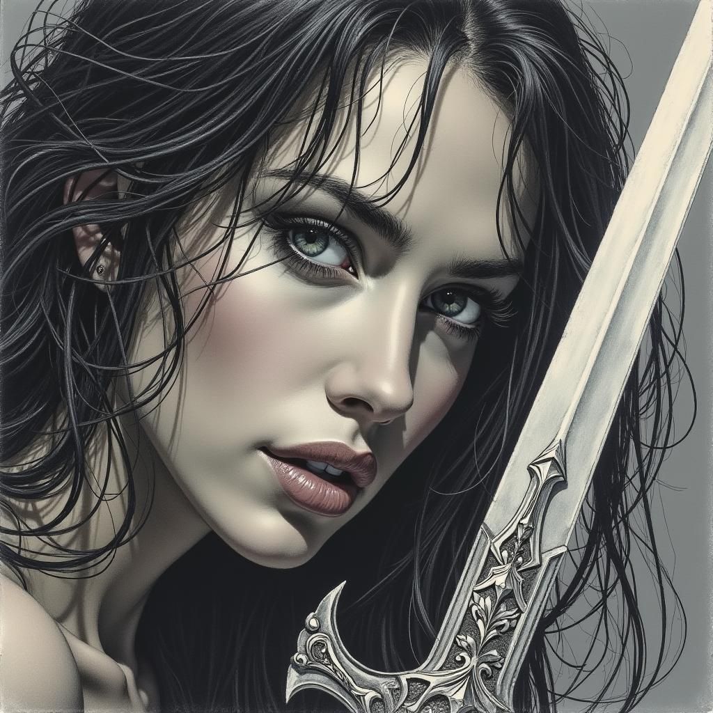 Voluptuous Adventurer Battles Wizard: Comic Book Illustratio...