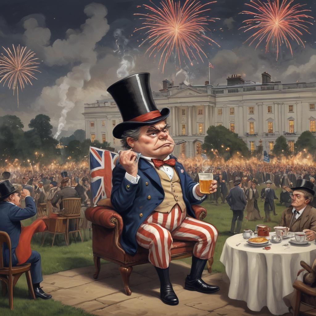 Grumpy John Bull Celebrates Independence Day