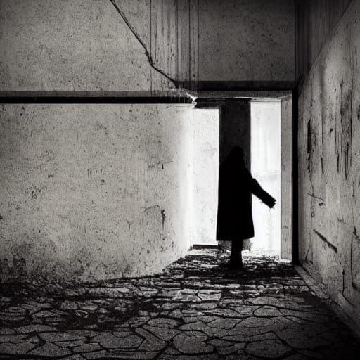 Surreal Abandoned Asylum in Dark Cinematic Style