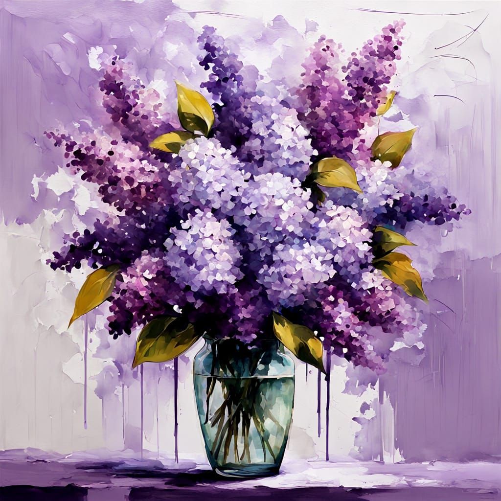 Abstract Lilac Bouquet in Vibrant Hues