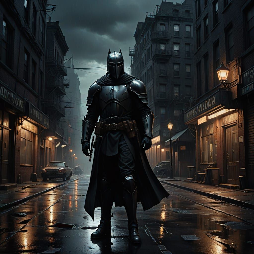 Lone Knight Guards Forgotten Crossroads in Dark Fantasy Oil ...