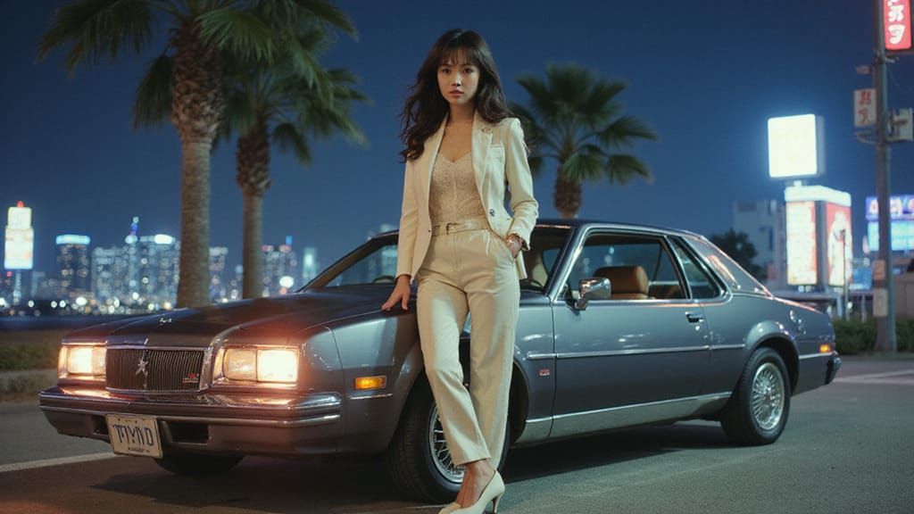 City Pop Cover: 80s Glamour and Neon Dreams