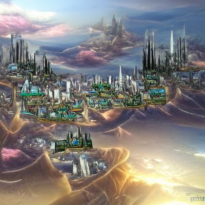 Futuristic Cityscape with Neon Lights and Skyscrapers