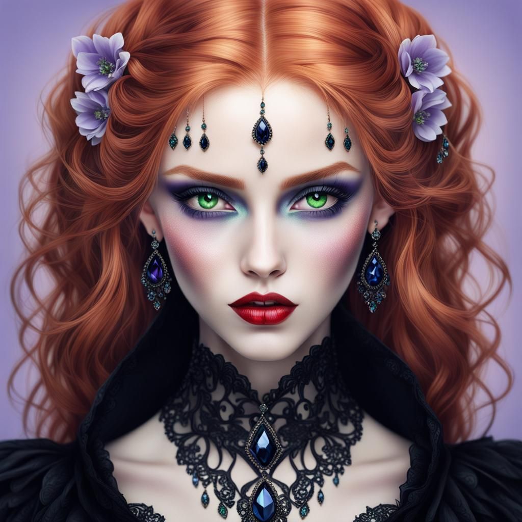Gothic Beauty: Young Woman with Diamonds