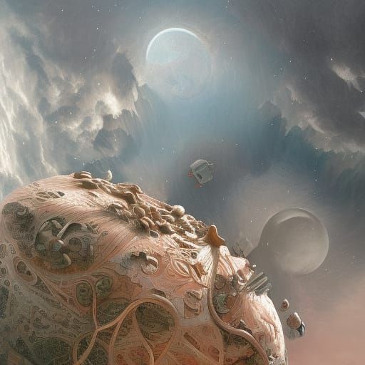 Surreal Egg Composition as Oil Painting