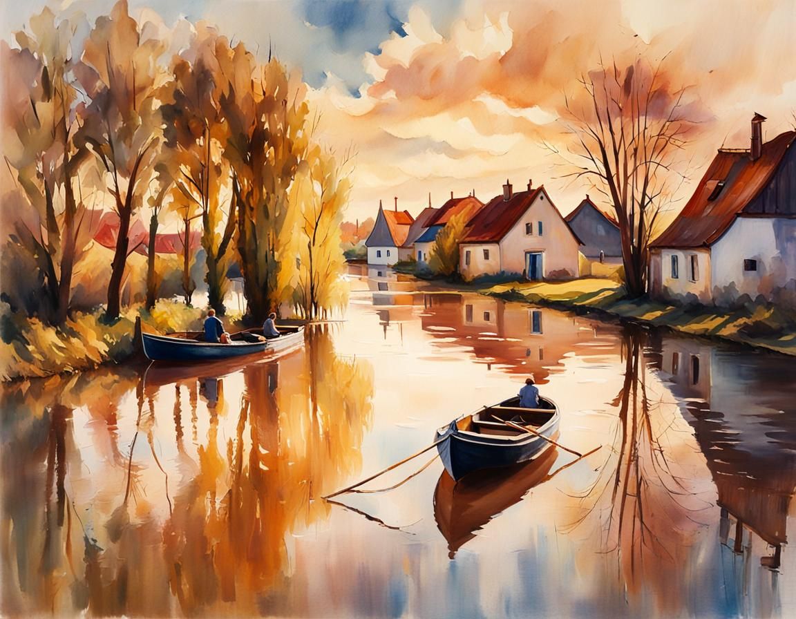 Flooded Village: Impressionistic View of Hadersdorf am Kamp