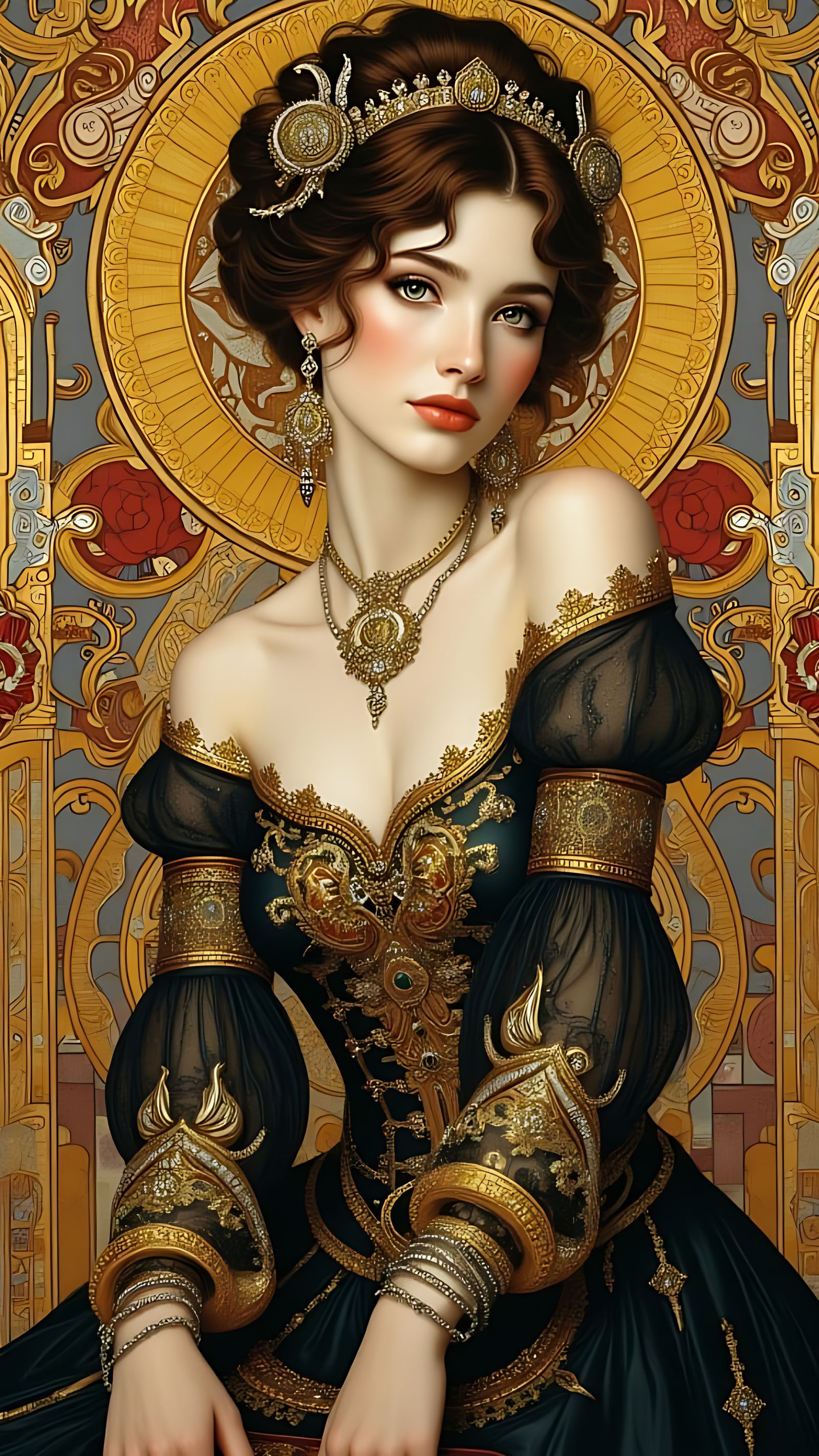 Gustav Klimt Inspired Photorealistic Portrait of a Woman