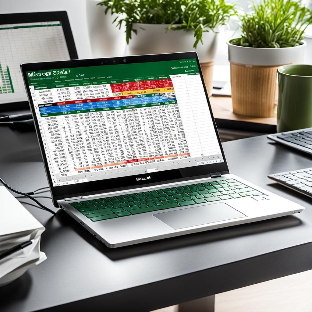 Laptop Screen with Excel Spreadsheet Displayed
