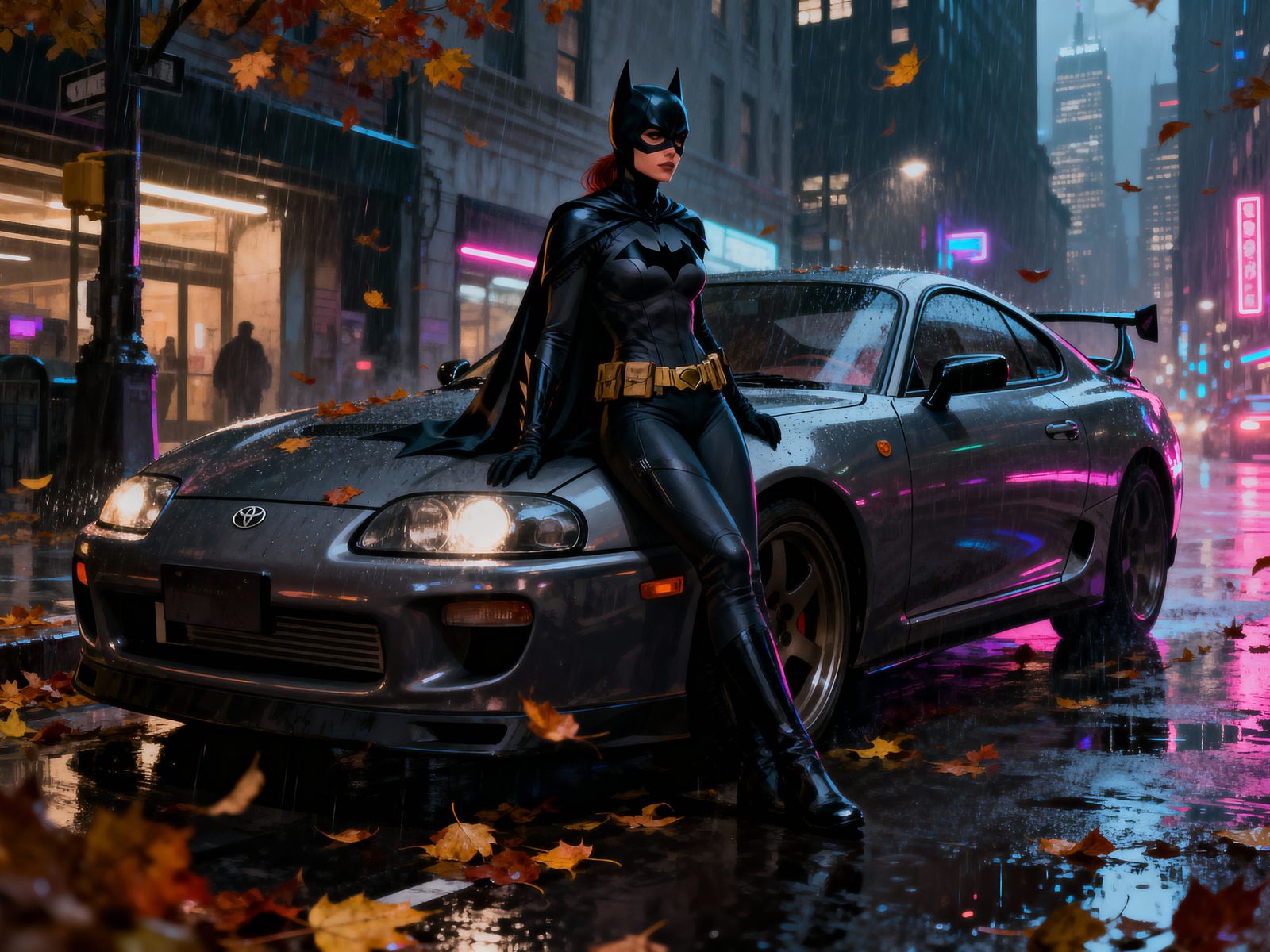 Batgirl Leans on Supra in Gritty Gotham Digital Art