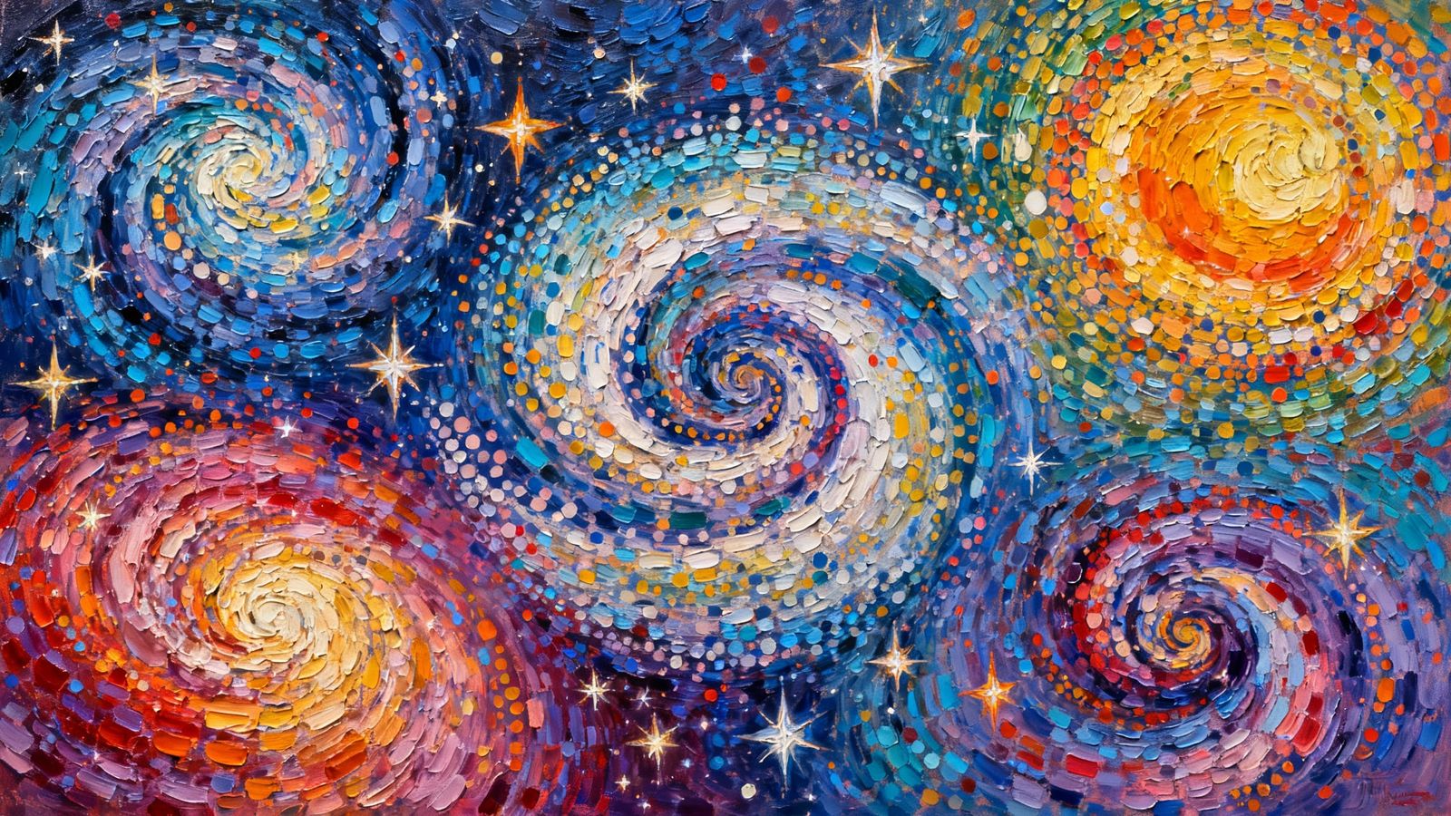 Cosmic Vortexes in Abstract Oil Paint