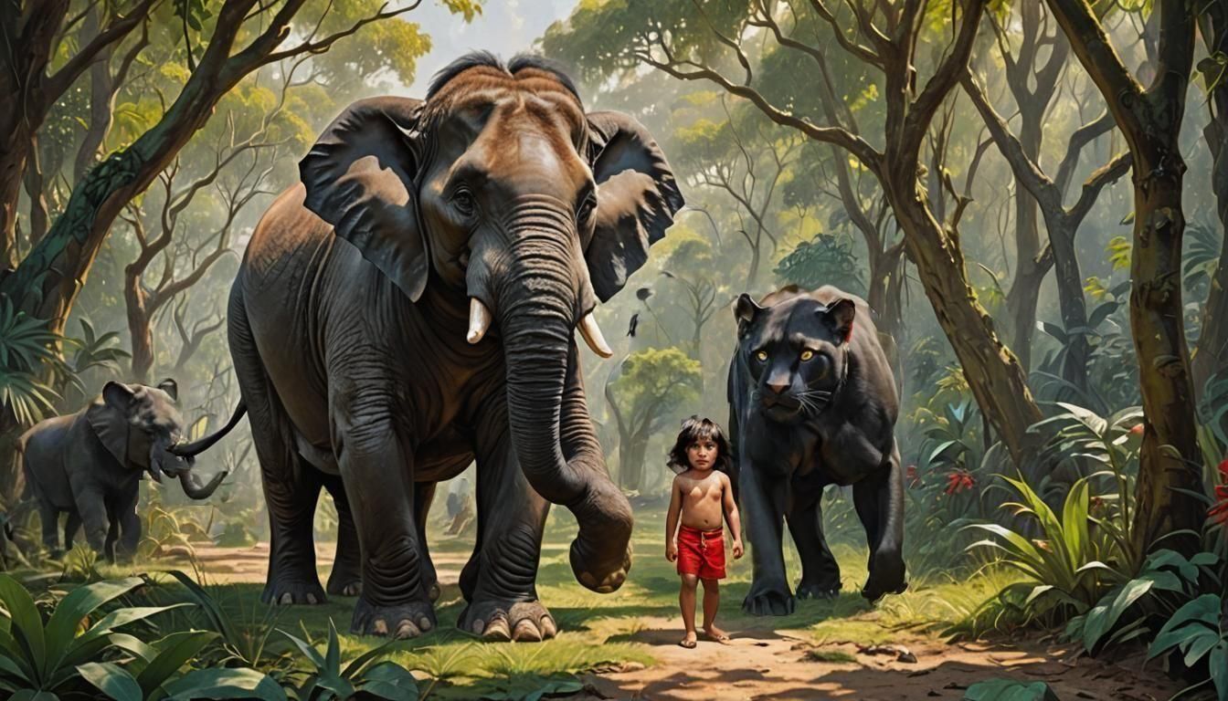 The Jungle Book, Panther Bagheera, Lets go now Mowgli say go...