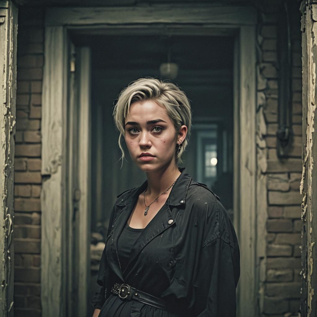 Cinematic Goth Miley Cyrus in Haunted House