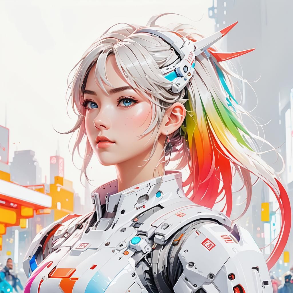 Nintendo Switch Girl in Neon City, Digital Art