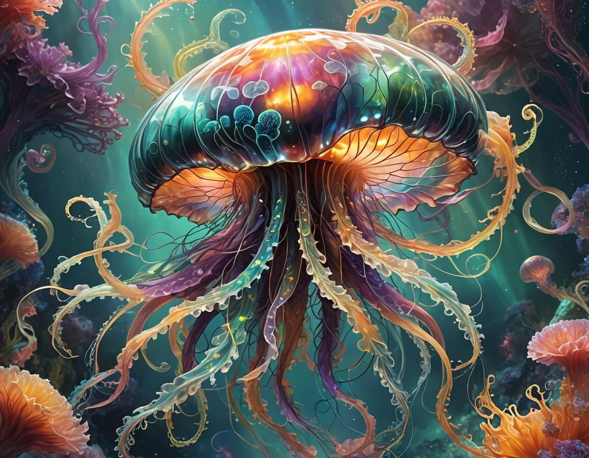 Dragon-Jellyfish Hybrid in Shimmering Colors