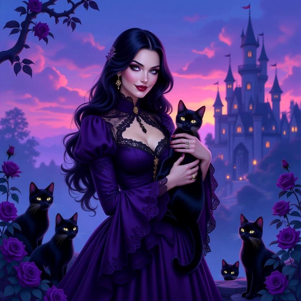 Elegant Black Lace on Dark Purple