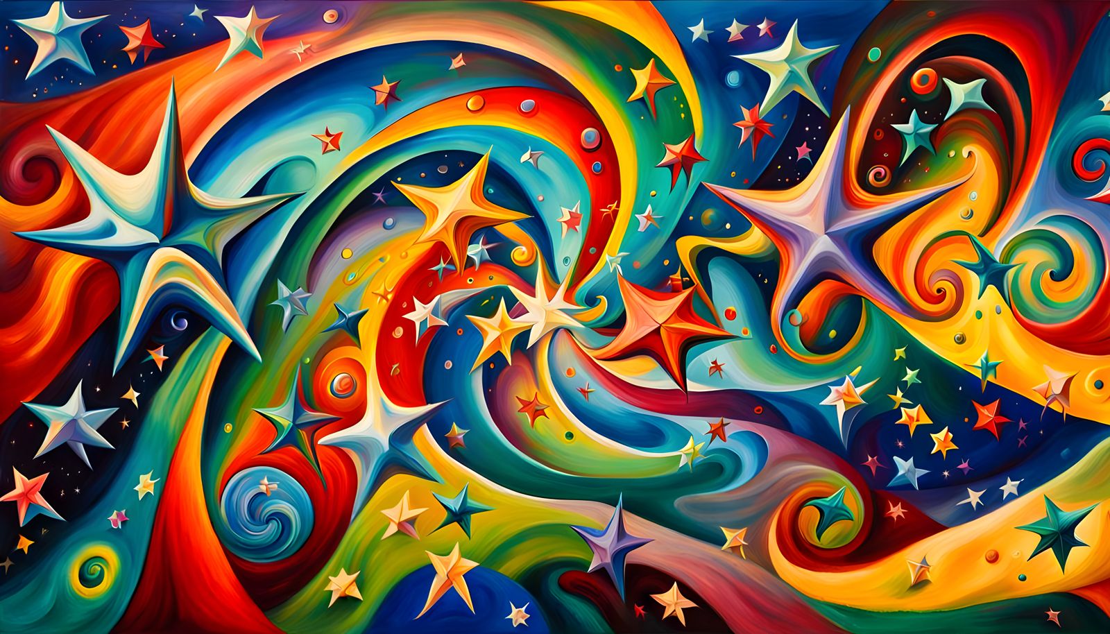 Vibrant Cosmic Dance of Swirling Star Beings