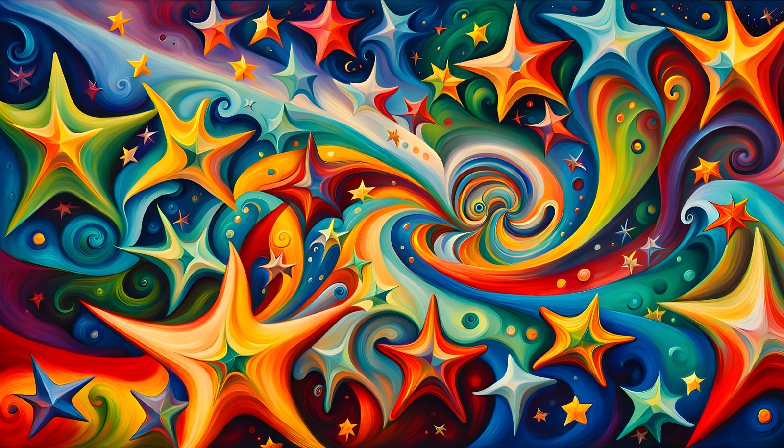 Surreal Cosmic Odyssey in Iridescent Oil Painting Style