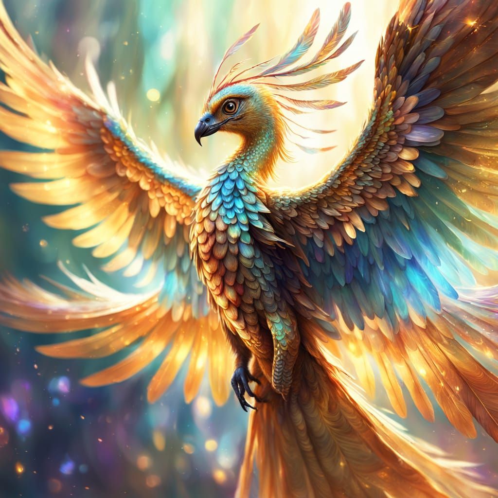 Iridescent Wings Spread Wide: Fantasy Digital Art