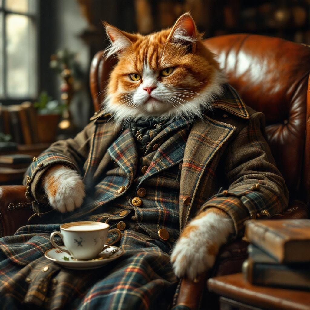 Scottish Fold Cat as Highland Laird in Renaissance Style
