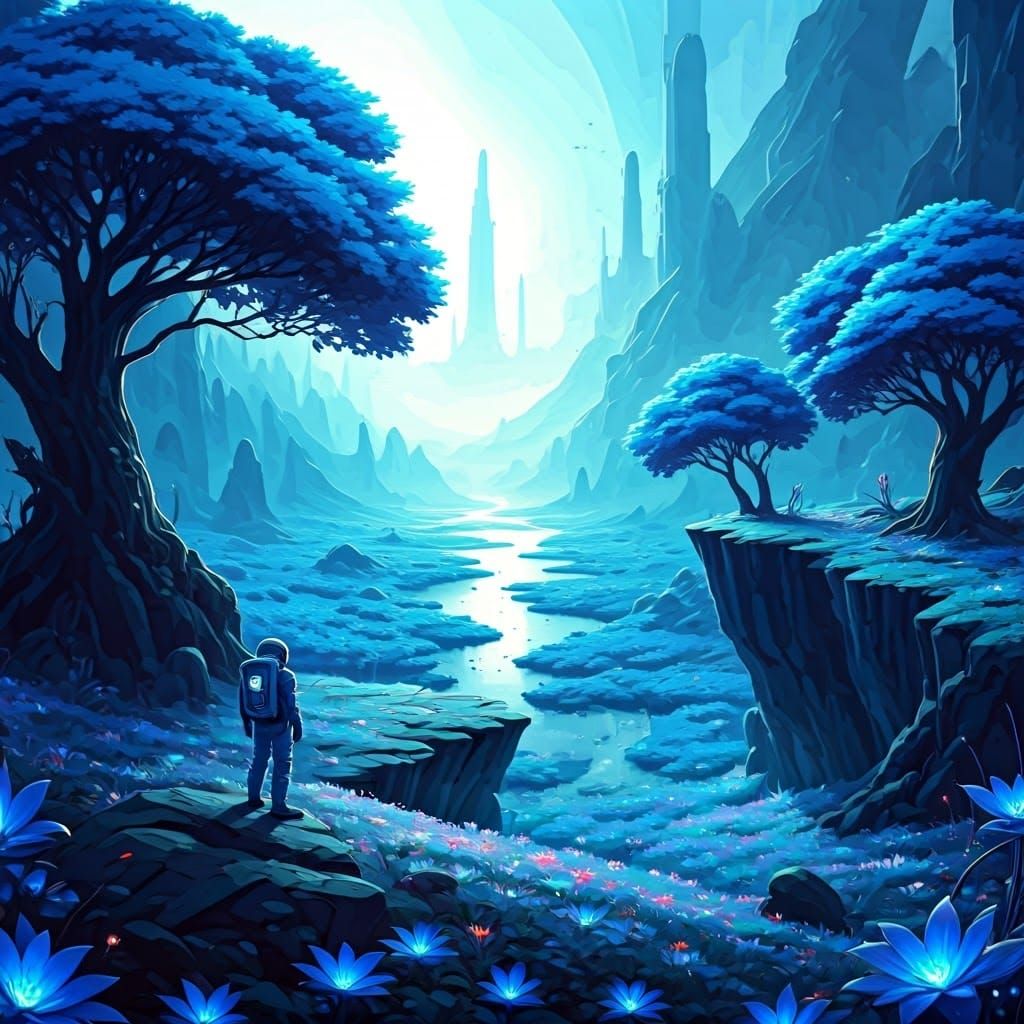 Surreal Space Odyssey in Radiant Blues
