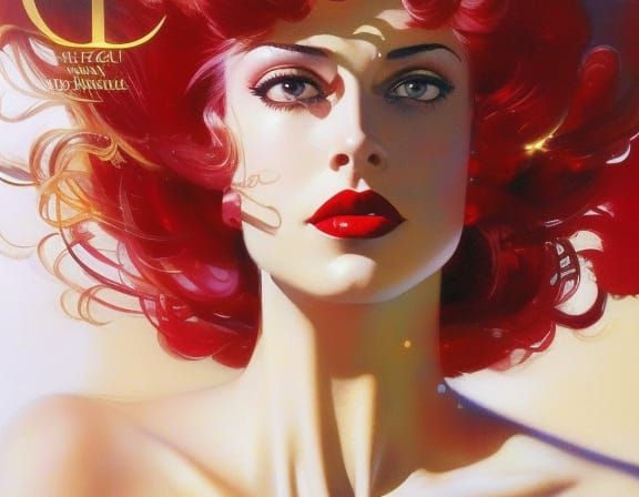 Fashion Magazine Cover Featuring Woman With Ruby Lips