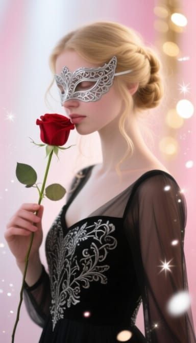 Elegant Woman With Rose in Ethereal Bokeh