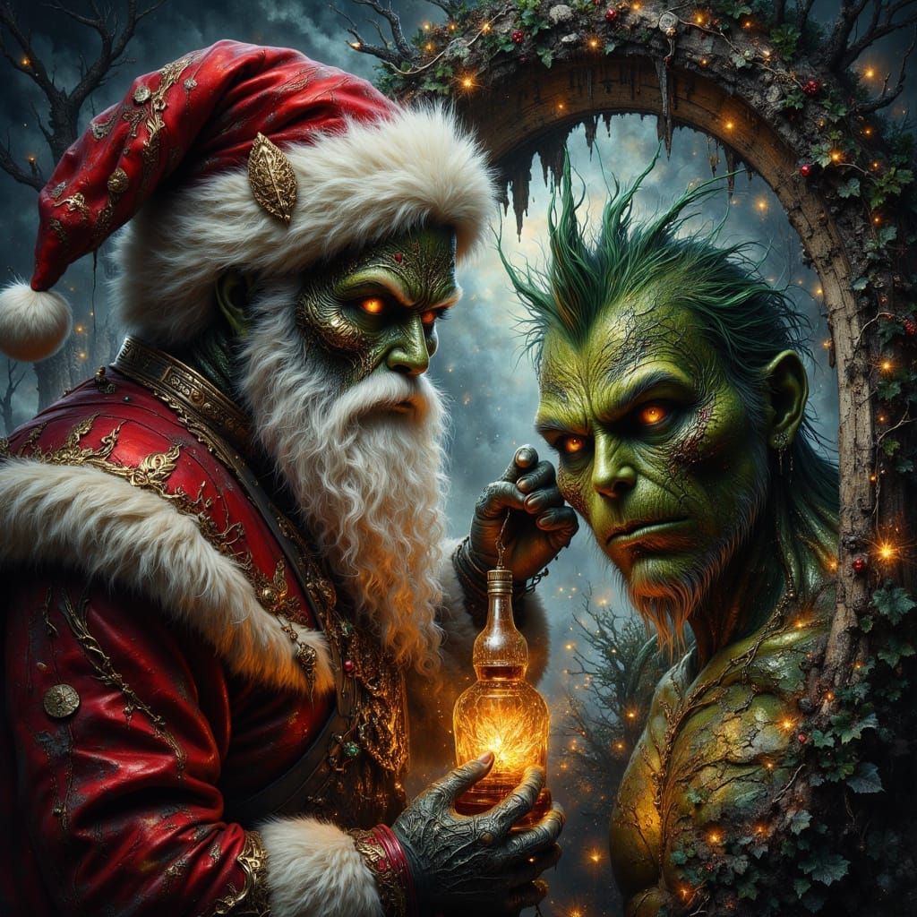 Bad Santa Grinch's Lair Christmas Scene