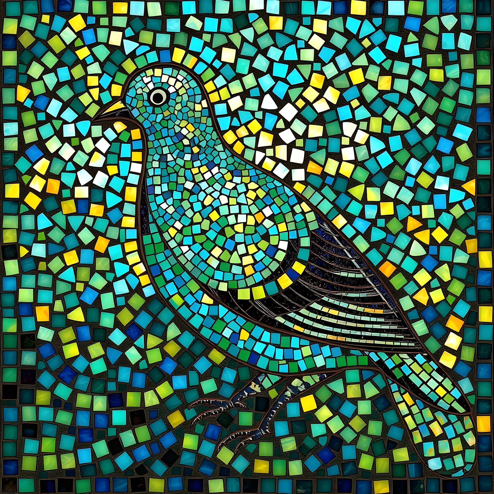 Vibrant Dove Mosaic Art