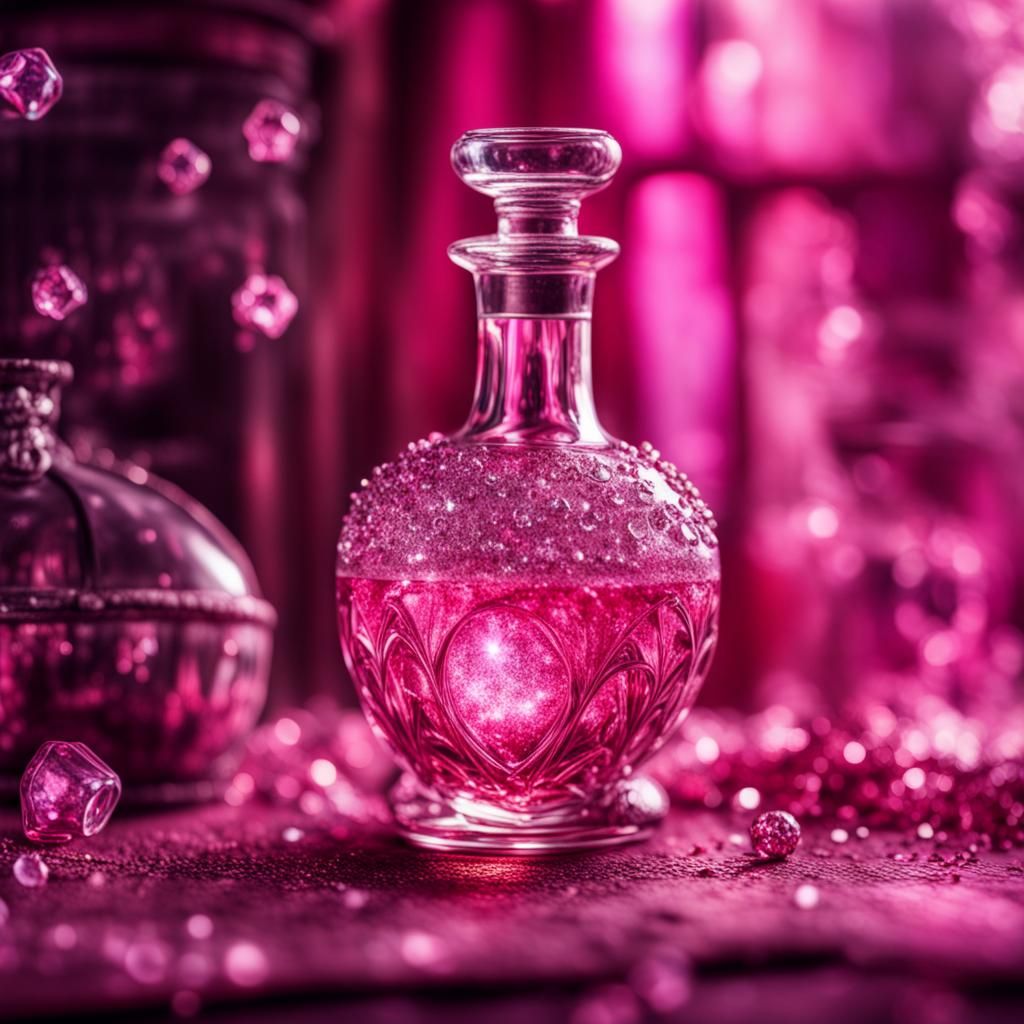 Sparkling Pink Love Potion in Glass Vial