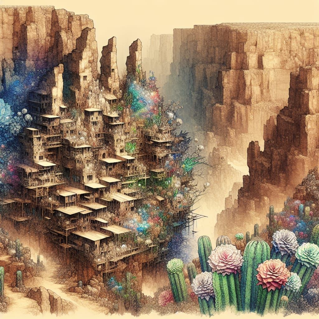 Fantasy Desert Village in Anime Style