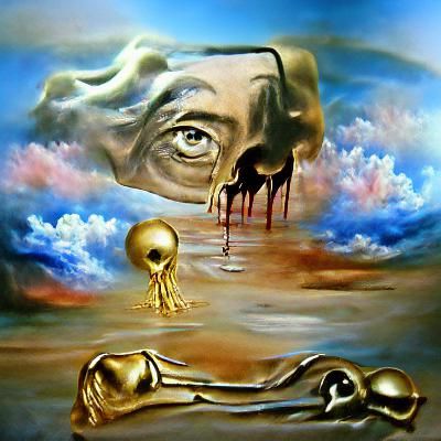 Surreal Melting Landscape in Salvador Dali Style