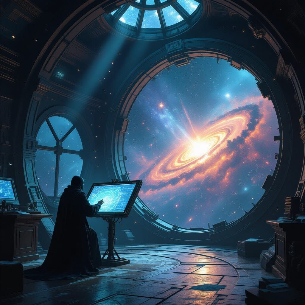 Cosmic Cartographer in Derelict Observatory