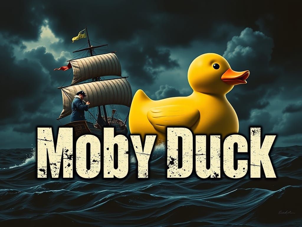 Moby Duck Movie Poster: Ahab vs Giant Rubber Duck