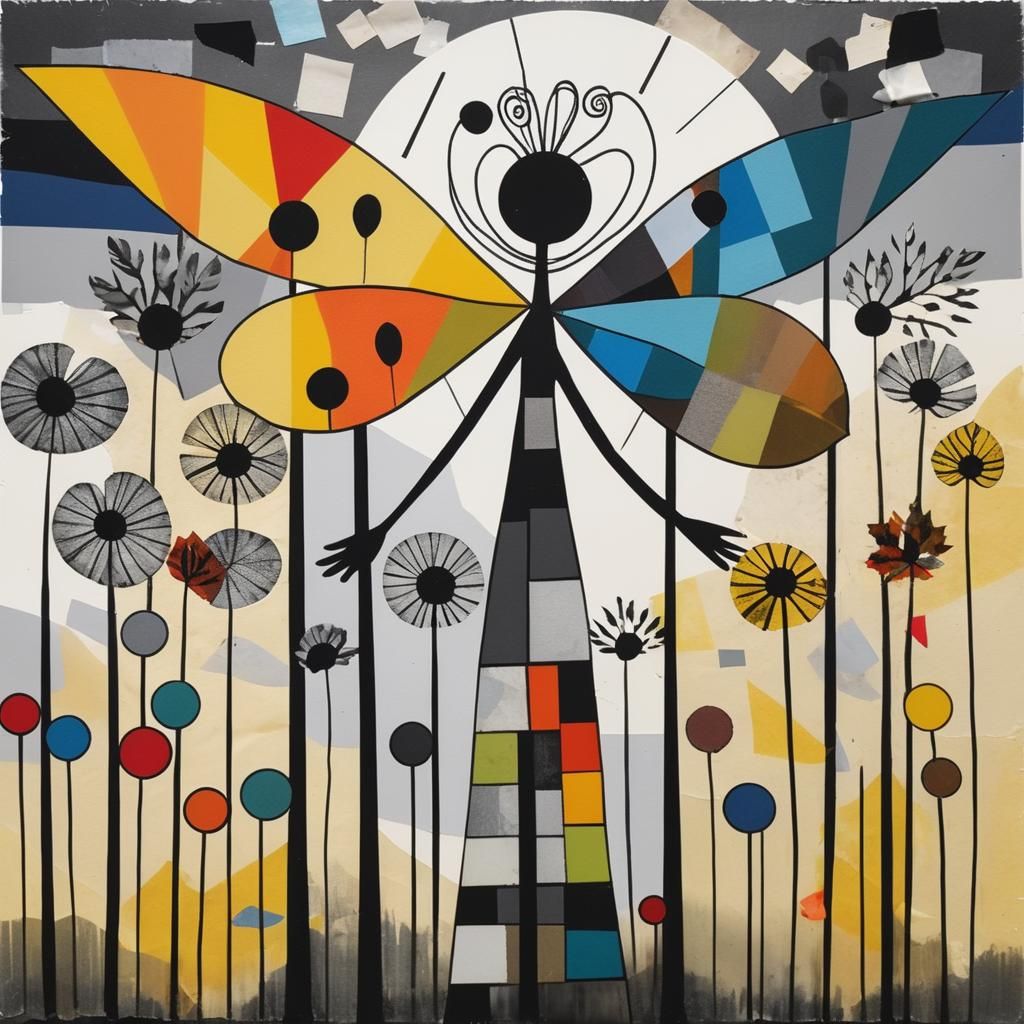 Dada-Inspired Photogram of Autumn Collage in Black and White