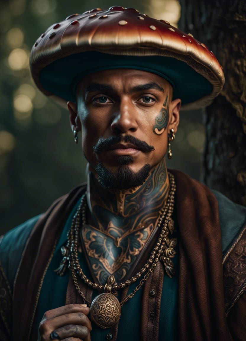 Epic Fantasy Portrait of a Friendly Mushroom Merchant
