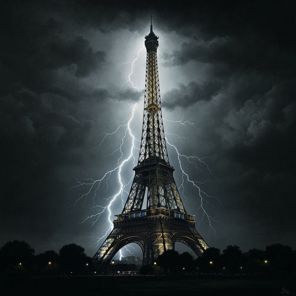 Eiffel Tower Struck by Lightning: Gothic Art