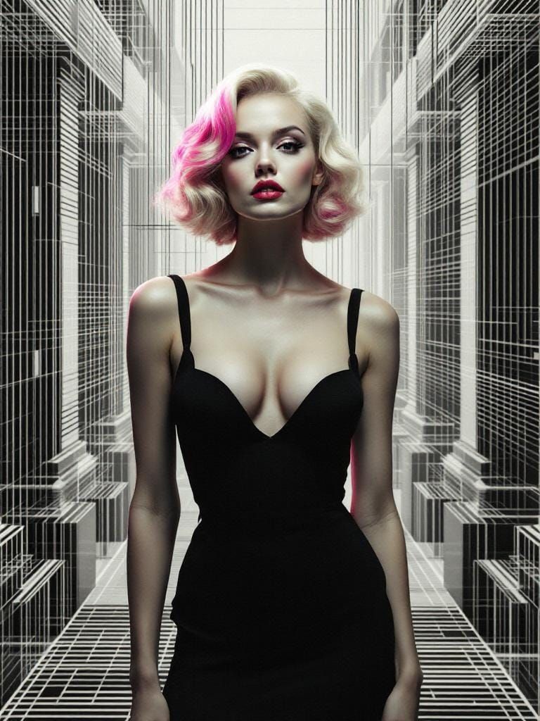 Geometric Pin-Up with Atmospheric Perspective, Art Print