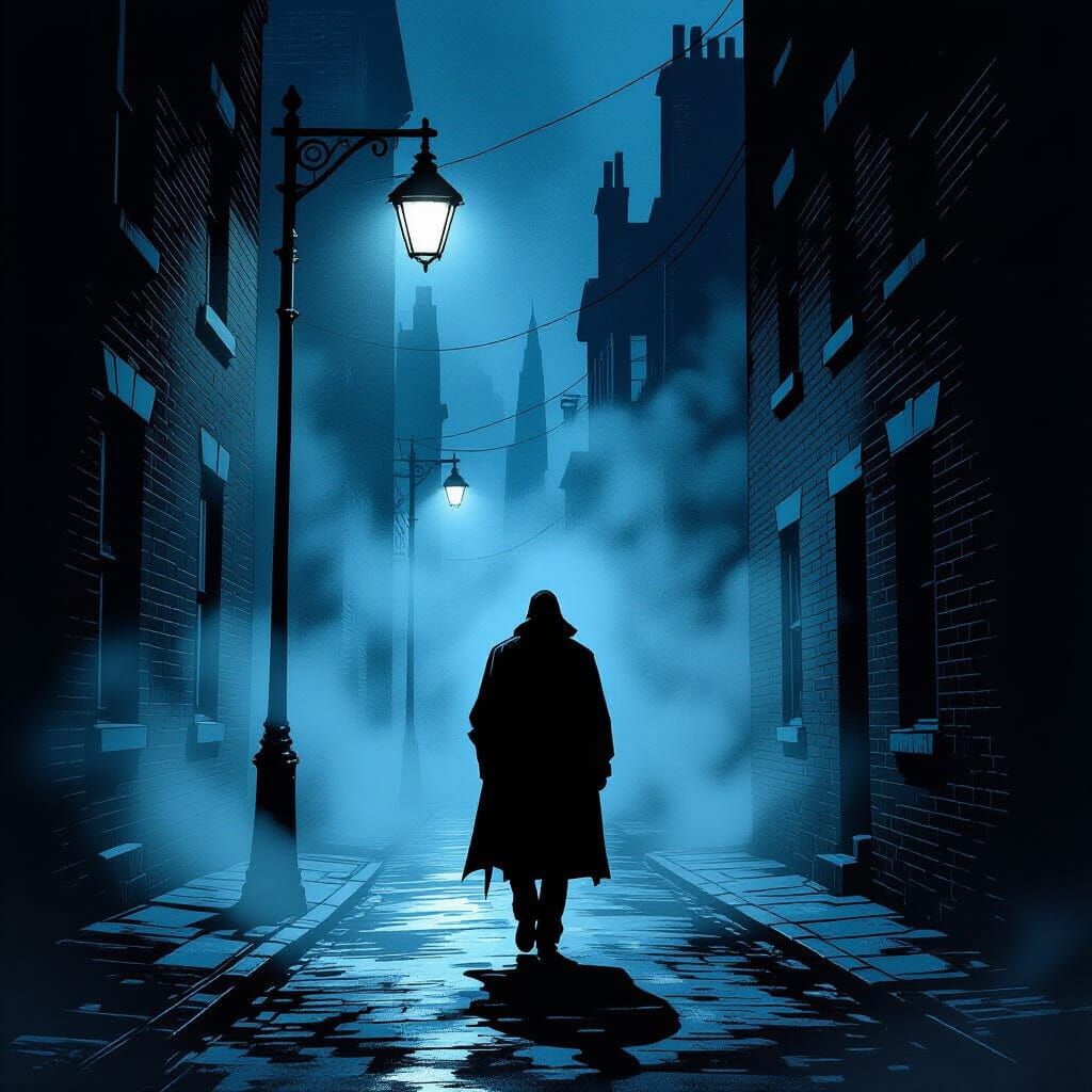 Mysterious Figure in Dark Neo-Noir Alleyway