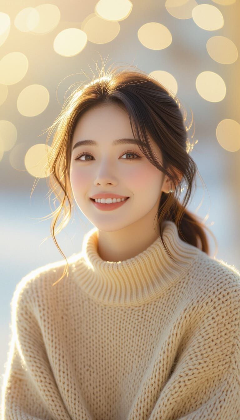 Smiling Woman Portrait in Art Nouveau Style