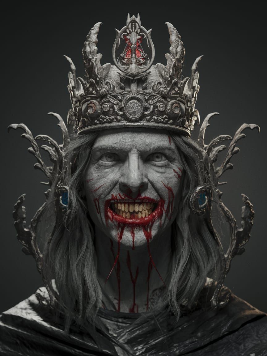 Cyberpunk God King Transforms into Dark Horror