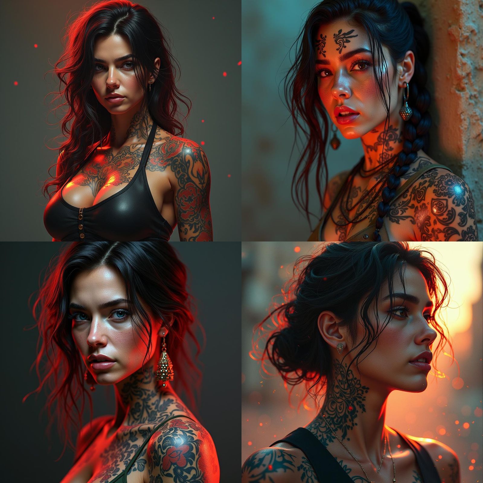 Detailed Portrait of Tattooed Latina Soldier