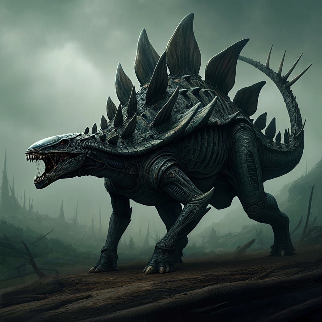 alien xenomorph stegosaurus hybrid